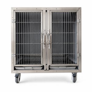 Bird cage stainless steel large model front view with paired barred doors