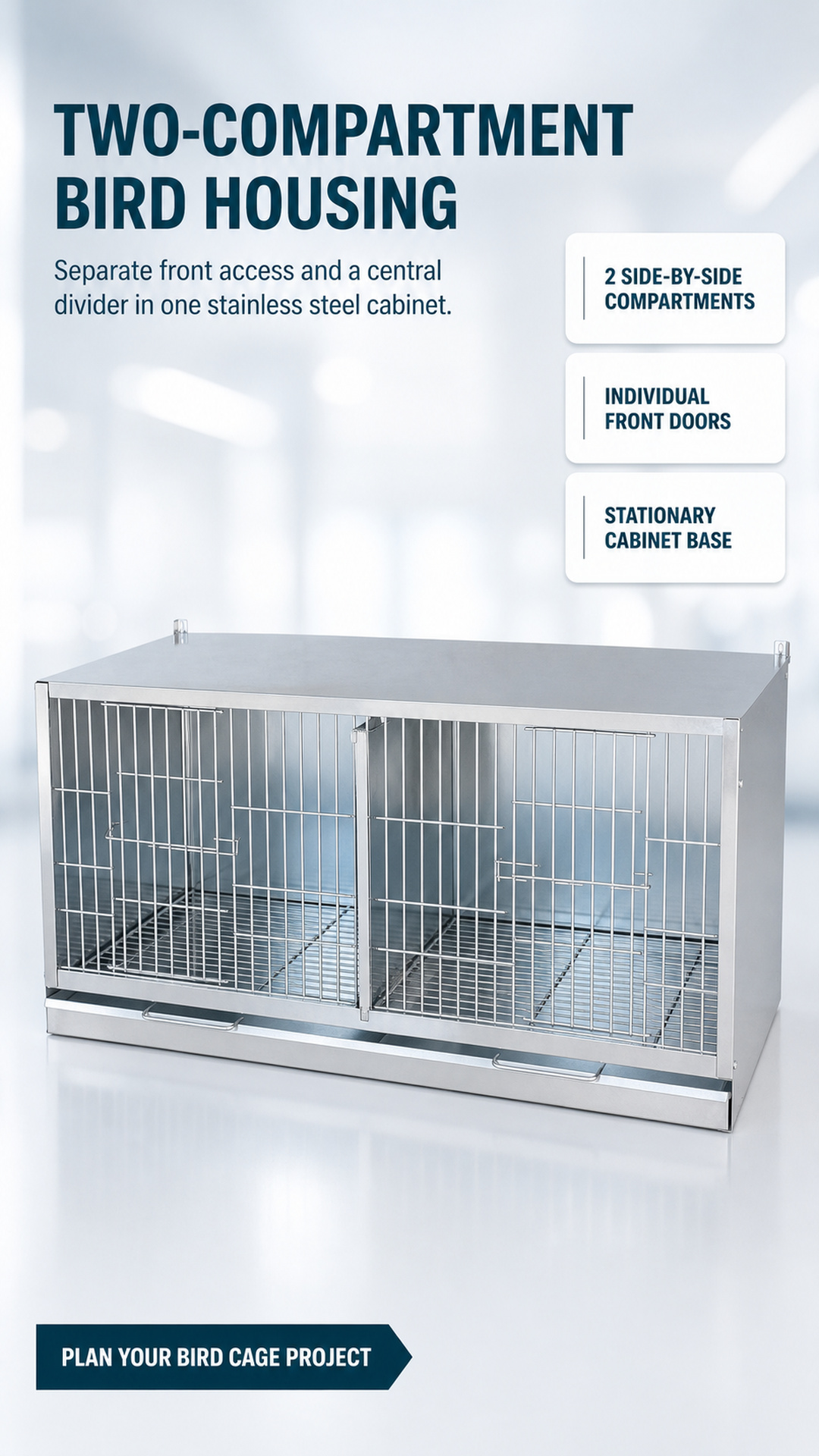 Two-compartment bird-housing system with individual front doors