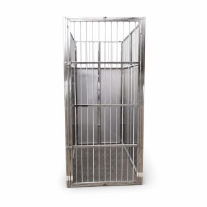 Veterinary dog cages front view with one full-height wire-bar door