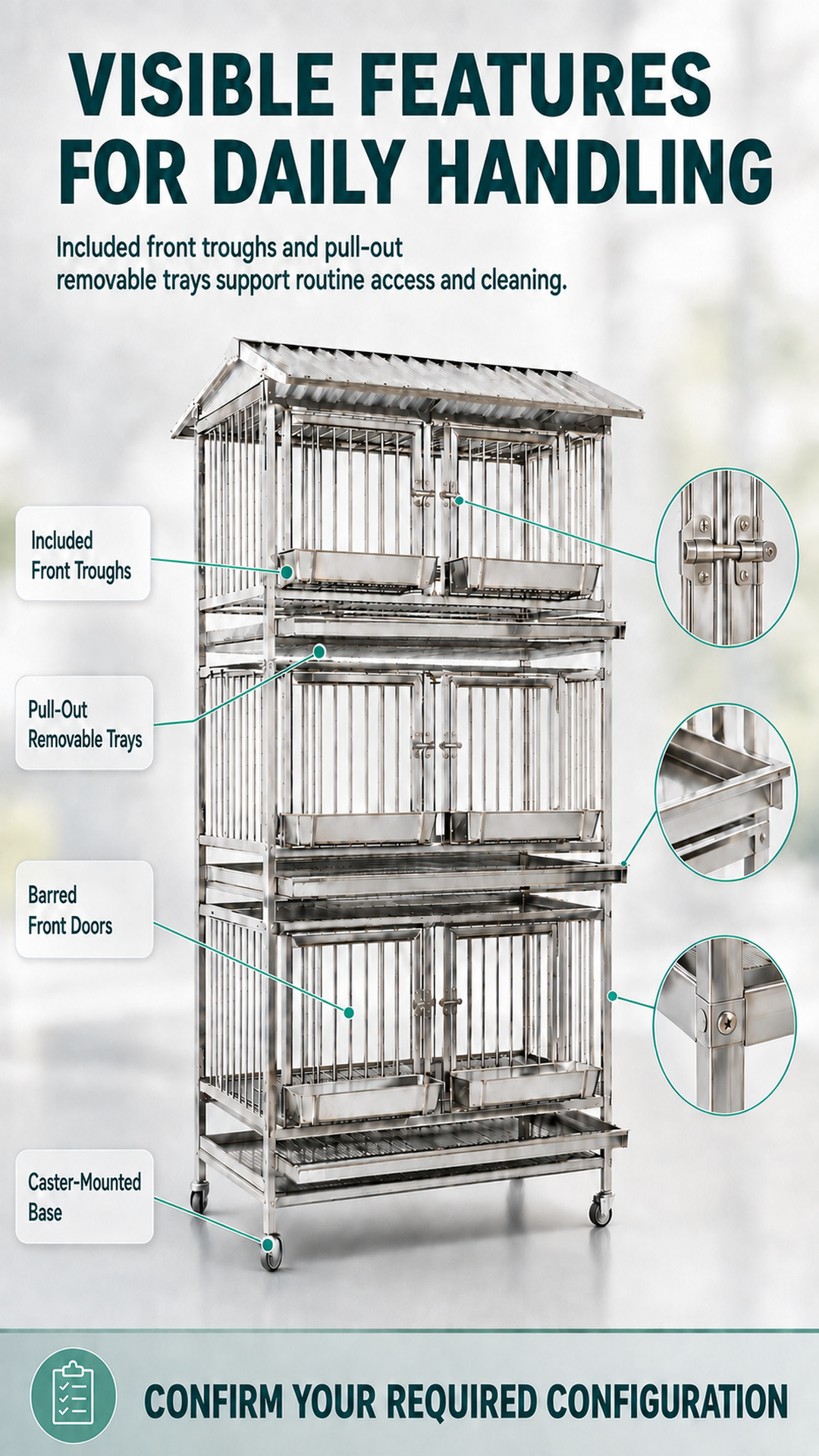 Stainless Steel Bird Cages for Sale | Three-Tier Unit