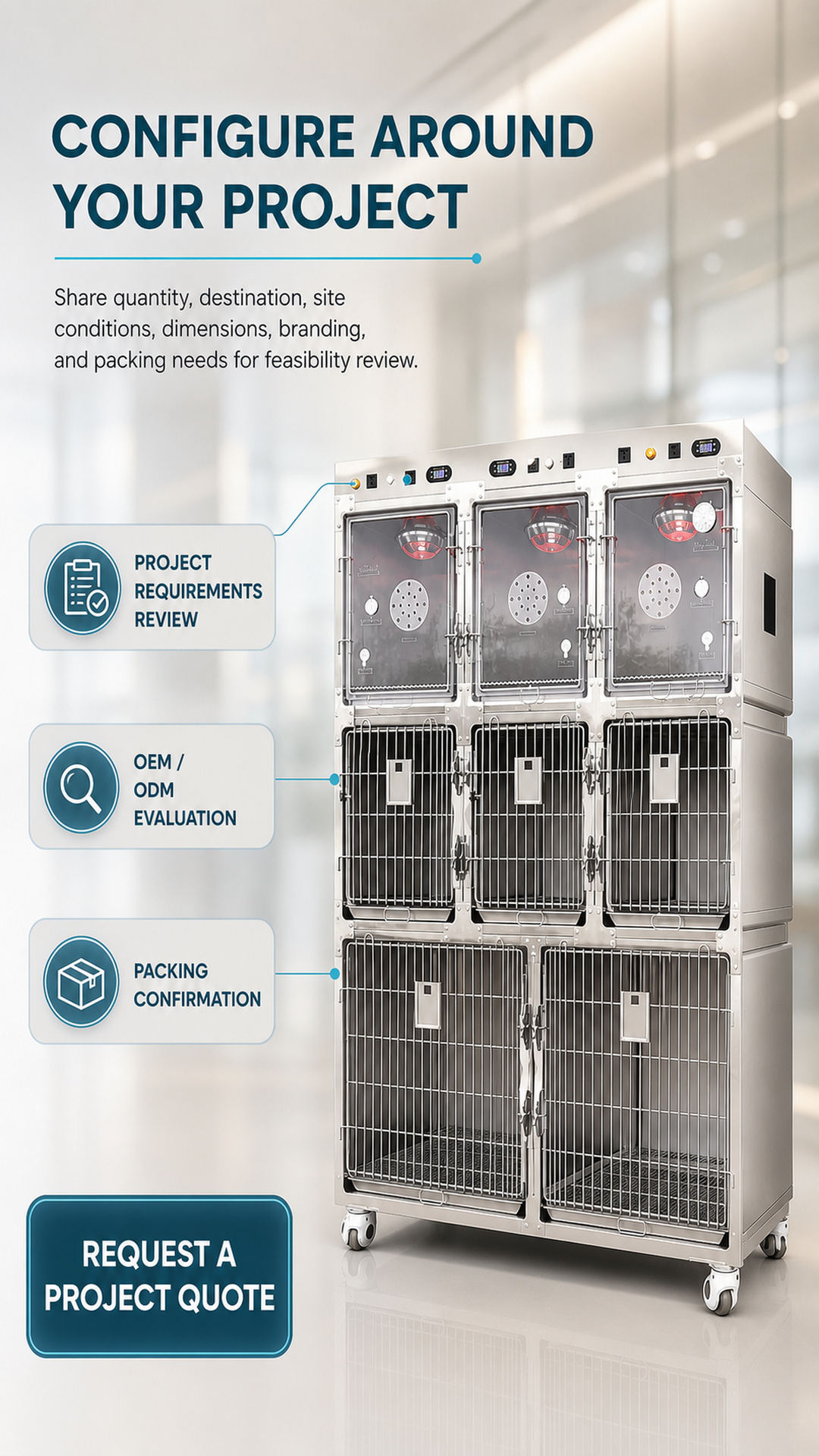 Project-requirements and OEM ODM evaluation poster with quotation CTA