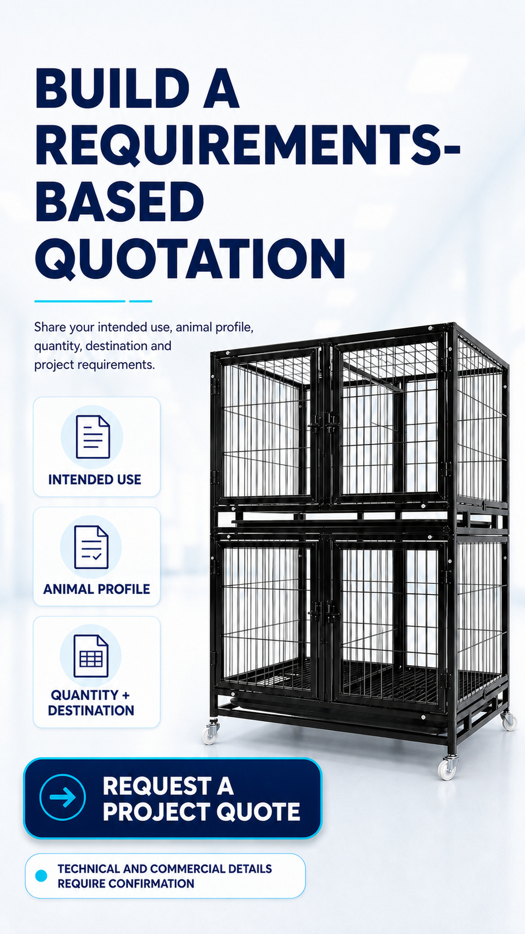 Requirements-based project quotation checklist for a four-compartment kennel